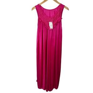 VTG. Sleeveless Nightgown Nightdress‎ Satin Sleepwear Sexy Nightwear Hot Pink
